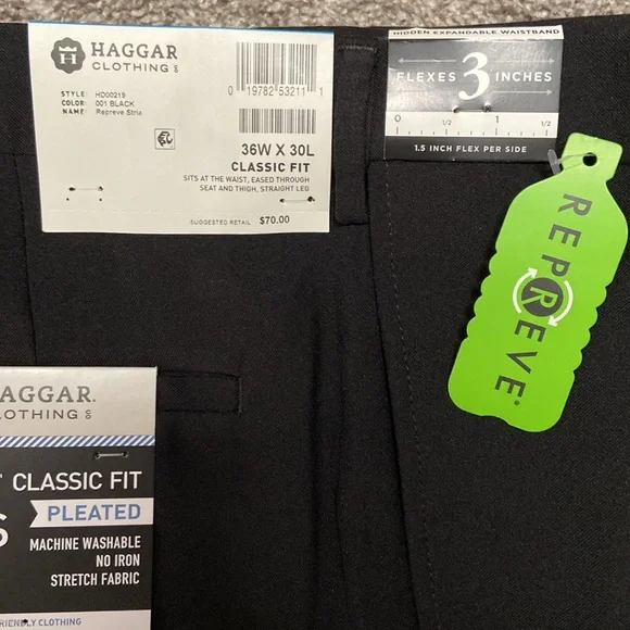 Price drop! 🆕 NWT 36x30, Black, Haggar E-CLO Stria Dre… - Picture 3 of 6